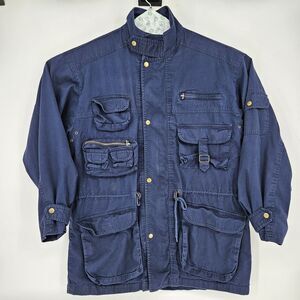 Vintage Native Habitat Planet‎ Earth Jacket Mens Large Safari Blue Lined L